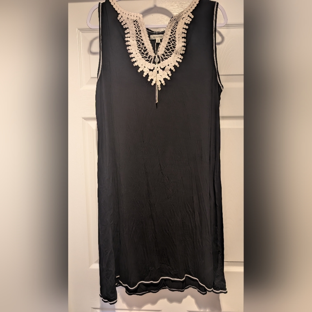 NEW! Max Studio Plus Size 2X Womens Black Tan Stretchy Dress Viscose Spandex NWT